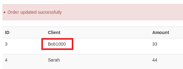 the successful execution of the client's name